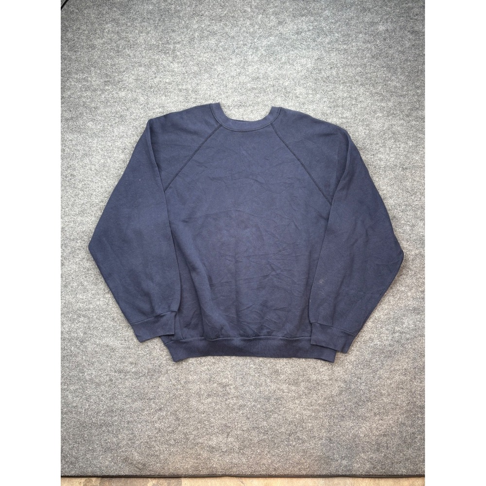 Vintage Tultex Sweatshirt Mens 3XL Navy Blue Blank Raglan Crewneck Made in USA